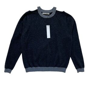 NWT One Grey Day Colorblock Cut Out 100% Cashmere‎ Sweater in Gray Size S
